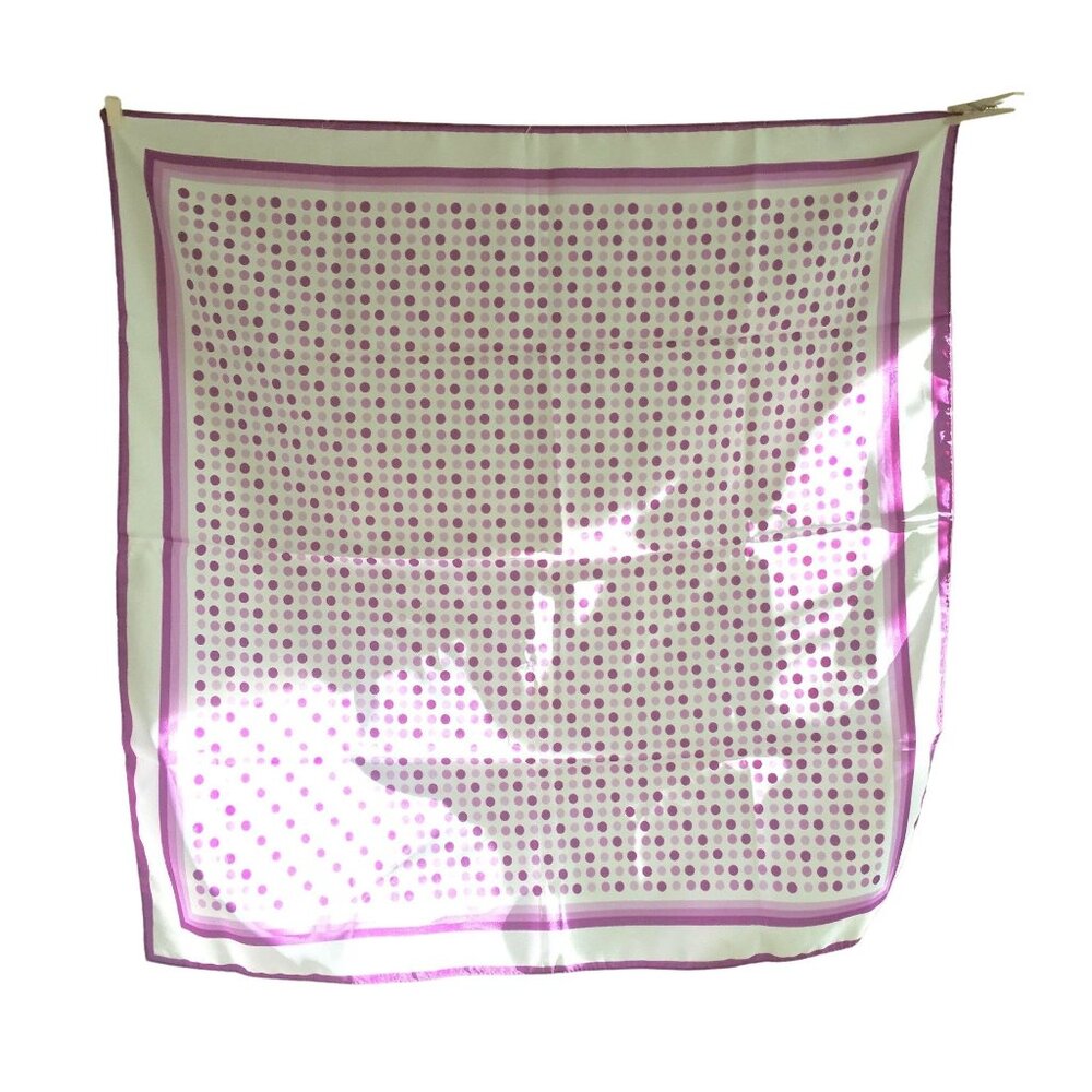Vintage Scarf Polka Dots Purple White Authentic Retro Made in Italy Polyester Wa